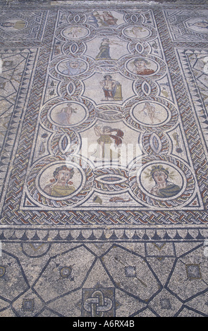 Afrika, Marokko, Volubilis Mosaik Entführung von Hylas von den Nymphen genannt; in der Etage eines alten römischen Gebäudes Stockfoto
