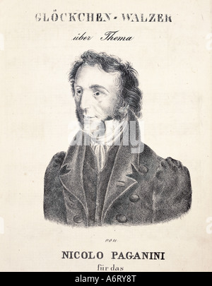 Paganini, Niccolo, 27.10.1782 - 27.5.1840, italienischer Komponist und Musiker, Porträt, Lithographie, ca. 1850, Private Sammlung, Stockfoto