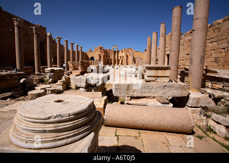 Der severischen Basilika in Leptis Magna in Libyen. Stockfoto