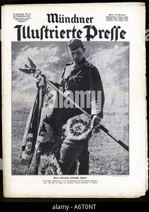 Zeitungen/Zeitschriften, 'Münchner illustrierte Presse', Band 16, Nummer 39, 28.9.1939, Titel, gefangen genommene polnische Flagge, Stockfoto