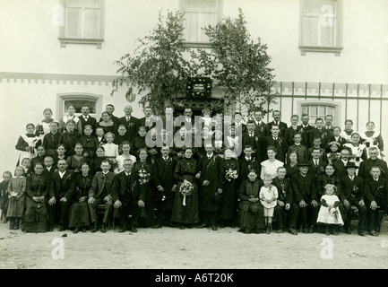 Menschen, Hochzeit, Gruppenbild, Hochzeitsfeier, ca. 1910, Stockfoto