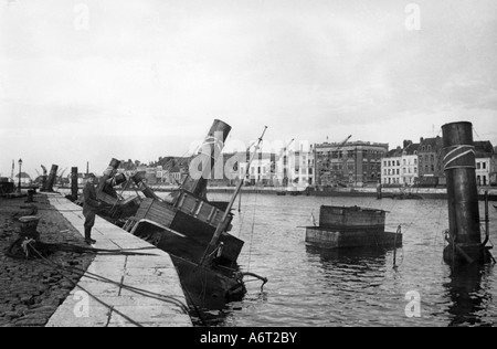 Veranstaltungen, Zweiter Weltkrieg/zweiter Weltkrieg, Frankreich, Dünkirchen docks nach der Besetzung durch die Deutschen, Juni 1940, Stockfoto