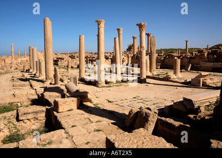 Die Ruinen der römischen Stadt Sabratha in Libyen Stockfoto