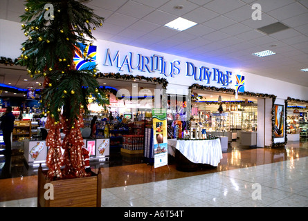 'SSR Airport' [^ Pflicht ^ Free Geschäften] in "Mauritius". ↑ Hinweis Weihnachtsschmuck Stockfoto