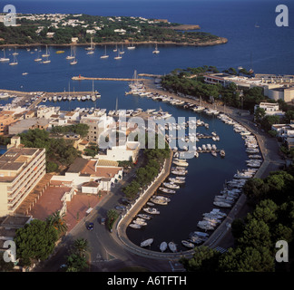 Luftaufnahme, Blick nach Osten über den Yachthafen, kleine Harbourand Bucht von Porto Petro in der Nähe von Santanyi, Ostküste Mallorca, Cala D'Or, Bal Stockfoto