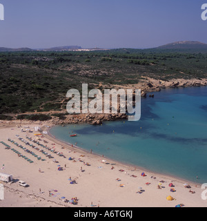 Luftbild - beliebte Strand von Son Parc auf der Nord-West in Richtung Fornells - North Coast Menorca Suche / Minorca, Balearen Stockfoto