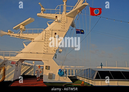 Kreuzfahrt Schiff Übung Trail Oberdeck Stockfoto