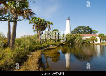 St. Marks National Wildlife Refuge Florida alten historischen Leuchtturm im pool Stockfoto