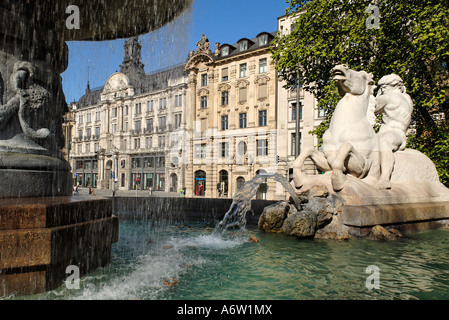 Wittelsbacher Brunnen am Lenbach Platz, München, Bayern, Deutschland Stockfoto