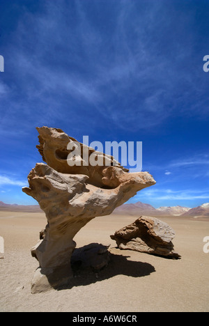 Bizarre Felsen in der Form einer Mashroom (Arbol de Piedra), Hochland von Uyuni, Bolivien Stockfoto