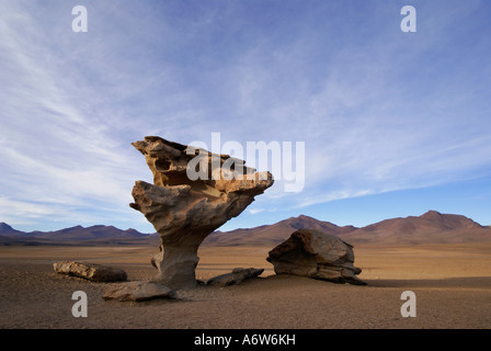 Bizarre Felsen in der Form einer Mashroom (Arbol de Piedra), Hochland von Uyuni, Bolivien Stockfoto