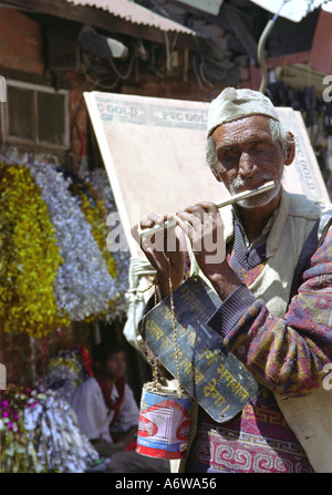 Mann ein Flötenspiel Shimla Indien Stockfoto