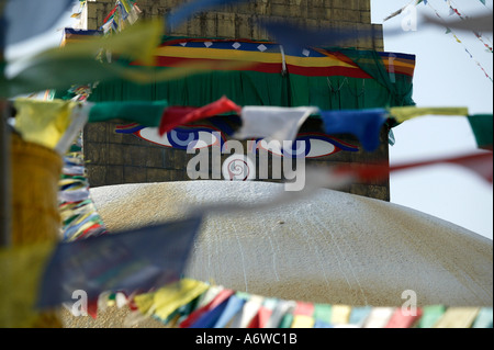 Asien-Nepal November 2003 Boudhanath Stupa in Kathmandu genannt Chorten Chempu auf Tibetisch ist einer der weltweit größten Stockfoto