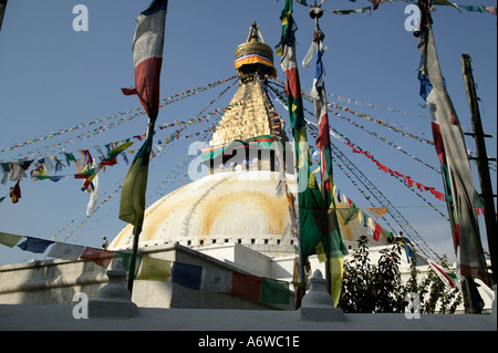 Asien-Nepal November 2003 Boudhanath Stupa in Kathmandu genannt Chorten Chempu auf Tibetisch ist einer der weltweit größten Stockfoto