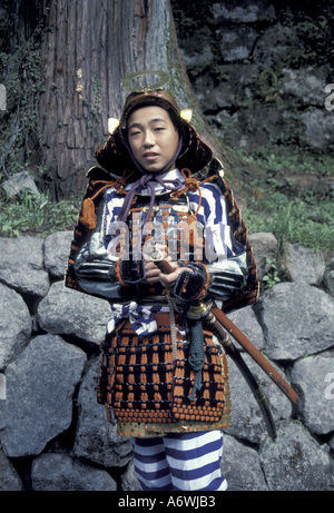 Asien, Japan, Nikko, junge Samurai Re-Enactor, Tōshōgū-Schrein Festival Stockfoto