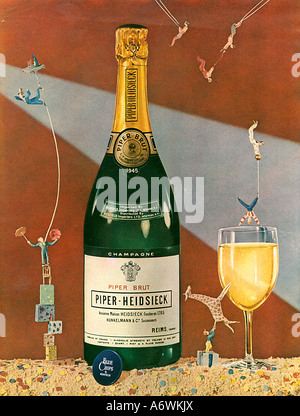 Piper Heidsieck 1953 amerikanische Zeitschrift Anzeige für den Jahrgang 1945 die französischen Champagner Stockfoto