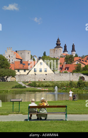 Almedalen Park Visby Gotland Schweden Stockfoto