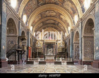 St. Johns Co-Kathedrale innen, Marmor Grabsteine, befindet sich in Valletta, Malta.Travel Europa. Kultur Kunst Religion. Stockfoto