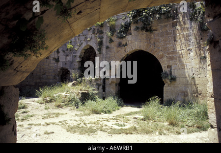 Mittlerer Osten, Syrien, Krak de Chevaliers.  Erhaltene Kreuzfahrerburg Stockfoto