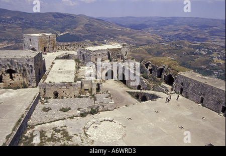 Mittlerer Osten, Syrien, Krak de Chevaliers. Erhaltene Kreuzfahrerburg Stockfoto