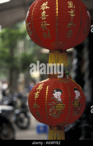 Vietnam, Hanoi, alte Quartal rote Laternen Stockfoto