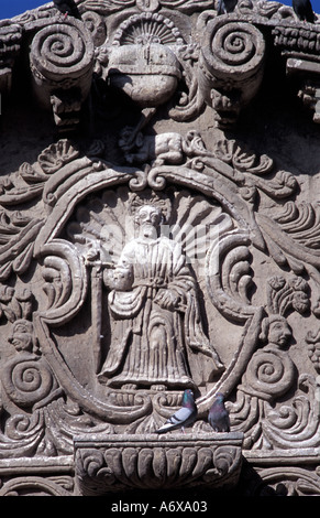 Reich verzierte Fassade des La Compaña Arequipa Peru Südseite Portal ein schönes Beispiel der kolonialen Einflüsse in das Schnitzwerk Peru Stockfoto