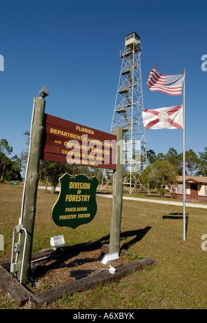 Florida Abteilung der Forstwirtschaft Aussichtsturm für Waldbrände befindet sich im Südwesten Florida FL zu sehen Stockfoto