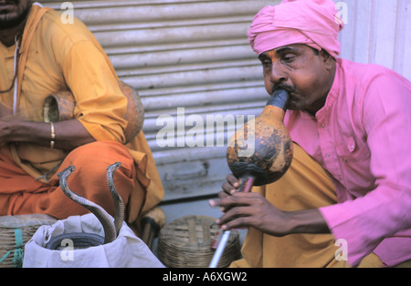 Schlange Charmeure aus Indien mit Schlange Showoff in Thamel Kathmandu-Nepal Stockfoto