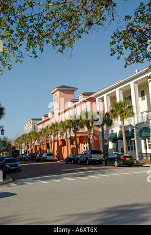 Marktstraße in Celebration Florida in der Nähe von Kissimmee Orlando Disney Themenpark Bereich U.S. Stockfoto