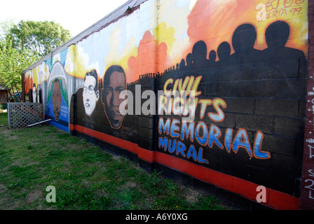 Gemalte Wandbild an der Wand eines Gebäudes auf Freiheit Memorial Park in historischen Selma Alabama AL Stockfoto