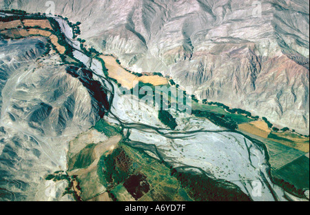 Luftaufnahme des Desert Valley in der Nähe von Nasca, Peru Stockfoto
