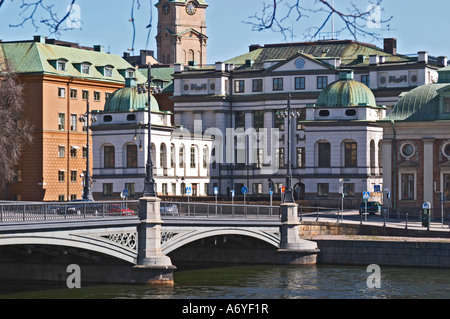 Bondeska Palatset in der Altstadt Gamla Stan, Sitz des Högsta Domstolen, der oberste Gerichtshof. Stockholms Ström Wasser. Stockholm. Schweden, Europa. Stockfoto