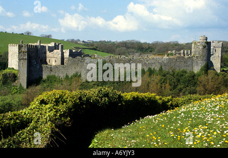 Pembrokeshire Manorbier Castle in Wales südwestlich von Tenby in Pembrokeshire, Stockfoto