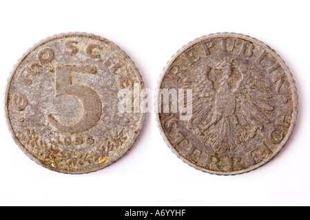 5 Pennys von 1955 in Österreich Stockfoto