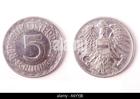 5 Schilling von 1952 in Österreich Stockfoto