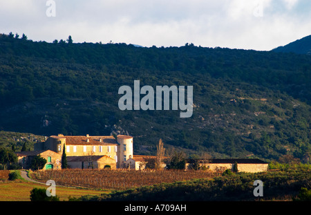 Schloss Villerambert-Julien in der Nähe von Caunes-Minervois. Minervois. Languedoc. Frankreich. Europa. Weingut. Stockfoto