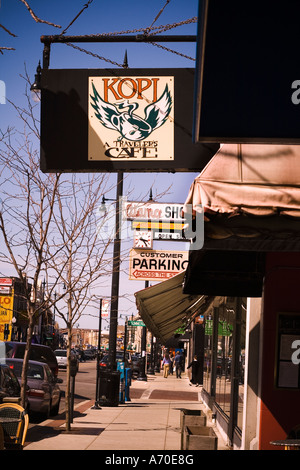 Kopi-Reisende-Coffee-Shop in Andersonville auf Clark Street Stockfoto