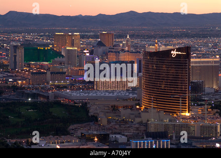 Blick auf den Las Vegas Strip und Casinos von Stratosphere Tower in Las Vegas, Nevada Stockfoto