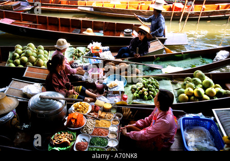 Thailand Damnoen Saduak floating Food Boot Marktrestaurant Stockfoto