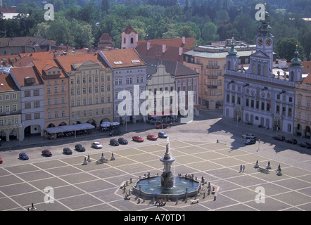 Europa, Tschechische Republik, Südböhmen, Ceske Budejovice Namesti Premysia Otakara Square Blick aus dem schwarzen Turm Stockfoto