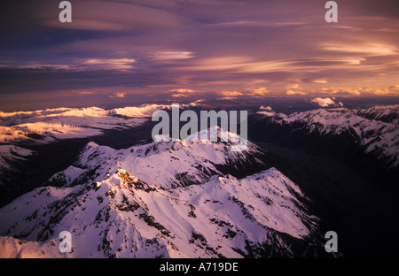 Neuseeland Südinsel Luftaufnahme der südlichen Alpen in der Nähe von Mount Cook Stockfoto