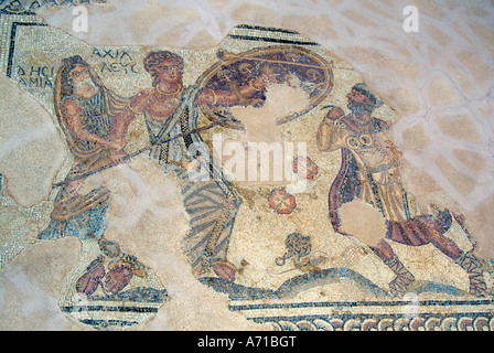 Paphos Pafos römischen Archäologie archäologische Ausgrabung Zypern zypriotische Griechisch Griechenland Mittelmeer Europa Stein Mosaik Stockfoto