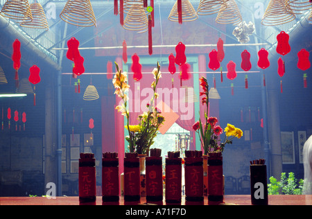 Bambus CHIM Bambus rutscht verwendet für das Zeichnen viel oder Weissagung im Yaumatei Tempel Komplex Hong Kong Kanton China Stockfoto