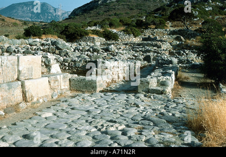 Geographie/Reise, Griechenland, Crete, Gournia, Minoische Stadt, ca. 17. Jahrhundert v. Chr., archäologische Ausgrabung, alte Gipsstraße, Antike, Architektur, Archäologie, Archäologie, Ausgrabungen, historisch, historisch, alt, Ruine, Stein, Straße, Pflastersteinen, siebzehnten, alte Welt, Stockfoto