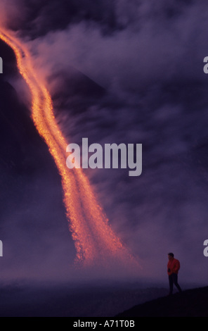 Italien, Sizilien, Ätna, am 17. Juli 2001, Eruptionen am SE-Krater (MR) Stockfoto