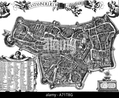 Geographie/Reisen, Deutschland, Augsburg, Stadtansichten/Stadtansichten, Übersicht, Radierung durch Hans Kilian, 1660, Stockfoto