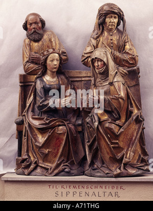 Bildende Kunst, Riemenschneider, Tilman, (ca. 1460 - 7.7.1531), Altar der Heiligen Sippe, Holz, Mainfraenkisches Museum, Würzburg, Motte Stockfoto