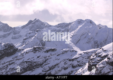 Der Südgrat Cuillin aus Bruach Na Frithe, Skye, Schottland, Großbritannien Stockfoto