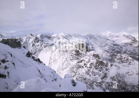 Die Cuillin Grat vom Gipfel des Sgurr Alasdair, der höchste Gipfel in der Cuillin Ridge, ein Munro auf Skye, Schottland, UK Stockfoto