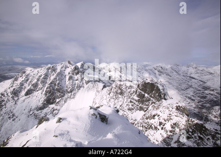 Die Cuillin Grat vom Gipfel des Sgurr Alasdair, der höchste Gipfel in der Cuillin Ridge, ein Munro auf Skye, Schottland, UK Stockfoto